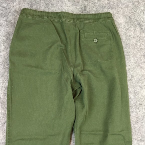 Time Tru Pants 0 2 XS Olive Green Solid Mid Rise Pull On Cuffed Crop Loose Army - Picture 12 of 14